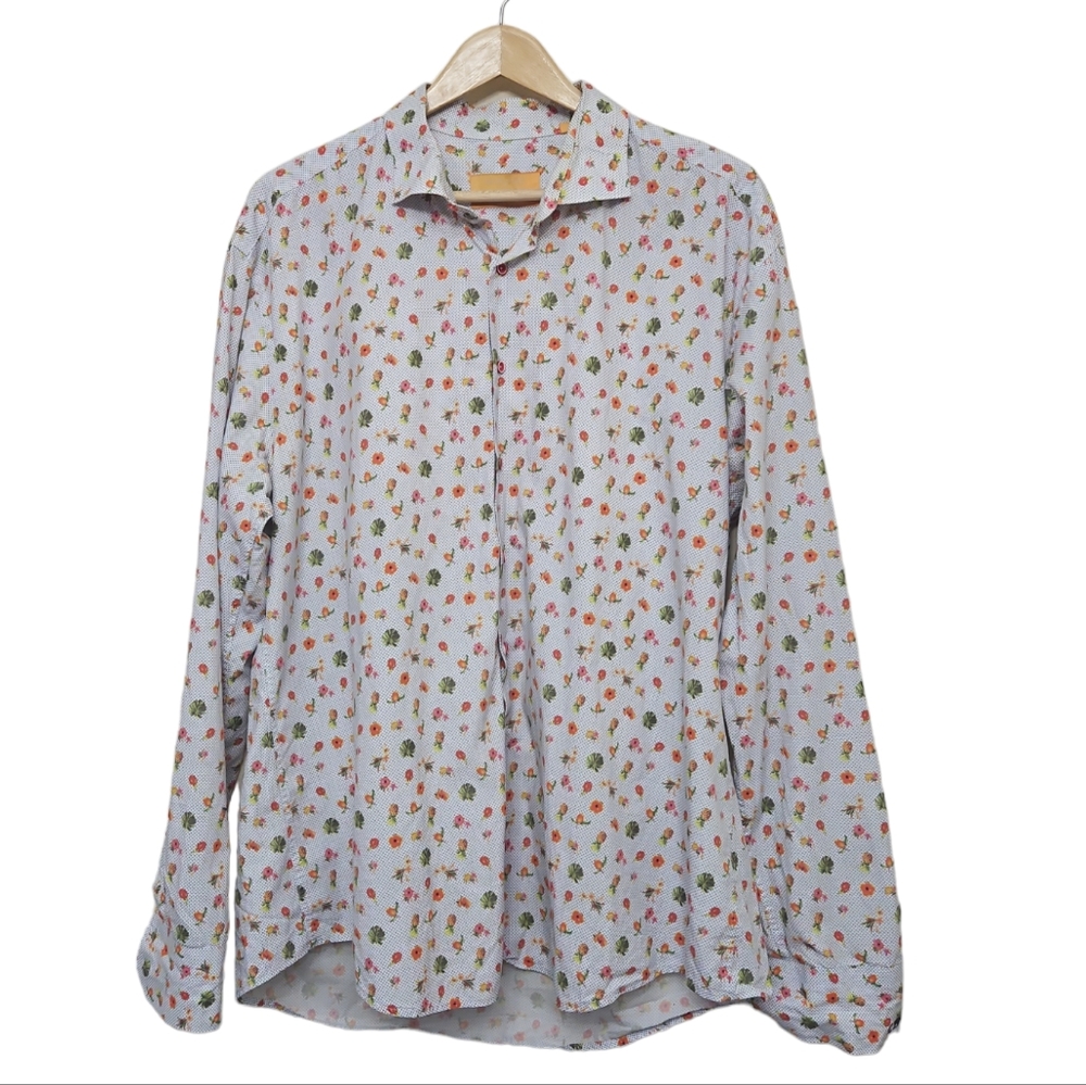Grosvenor London Tropical Print Buttondown Shirt 3XL